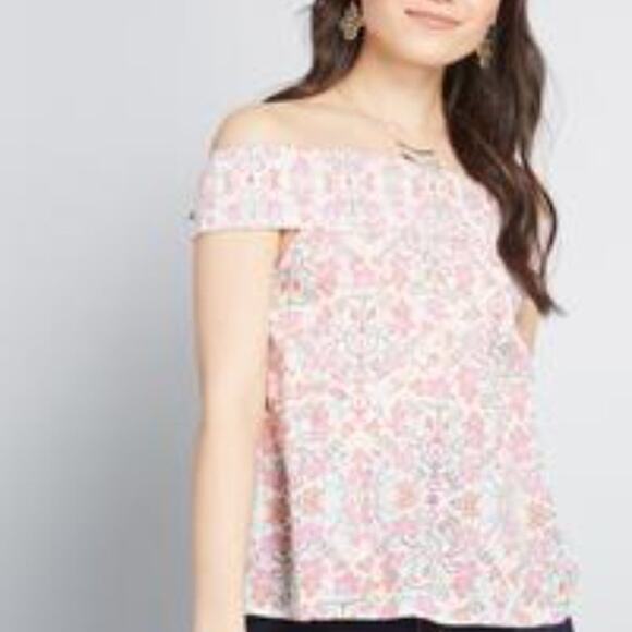 ModCloth Floral Off-Shoulder Top Size Medium - Picture 1 of 4